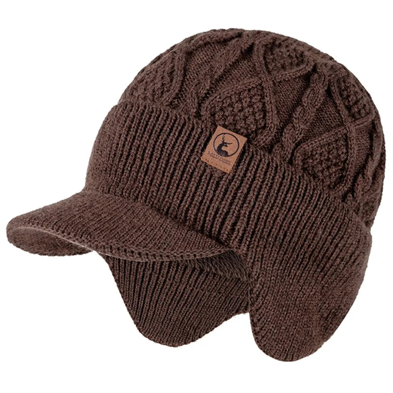 New Unisex Winter Hat Plush Fur Lined Warm Earflap Cap Stylish Soft Beanie Hat Outdoor Thick Ski Sports Knitted Hat Purest Peak